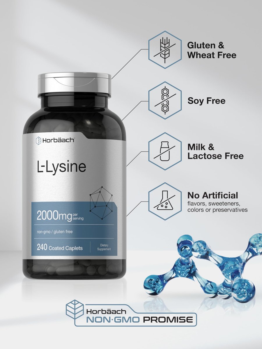 Horbäach L-Lysin Supplement 2000mg | 240 Kapseln | Freies L-Lysin Hydrochlorid | Vegetarisch, Ohne Gentechnik, Glutenfrei