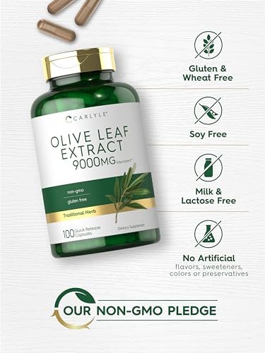 Carlyle Olivenblattextrakt 750 mg | 100 Kapseln | Mit Oleuropein | Nicht-GVO, Glutenfrei