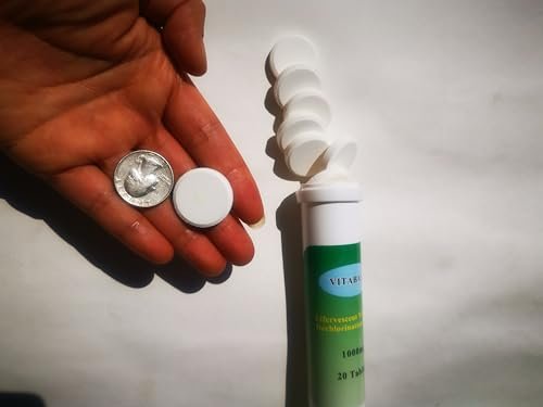 Vitamin C Bade-Tabletten zur Dechlorierung – 1000mg Brausetabletten für trockene, juckende & empfindliche Haut – Entfernt Chlor, macht Wasser weicher für Haut & Haar – 20 Tabletten