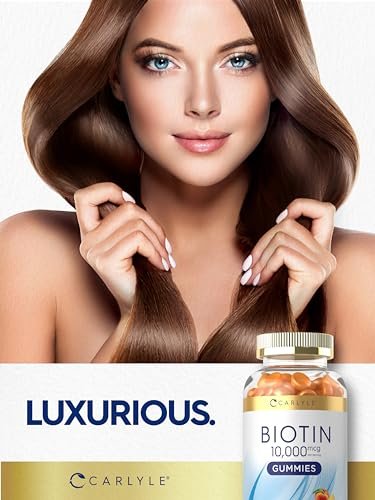 Carlyle Biotin 10000mcg Gummis | 100 Stück | Pfirsichgeschmack | Vegan, Nicht-GVO, Glutenfrei