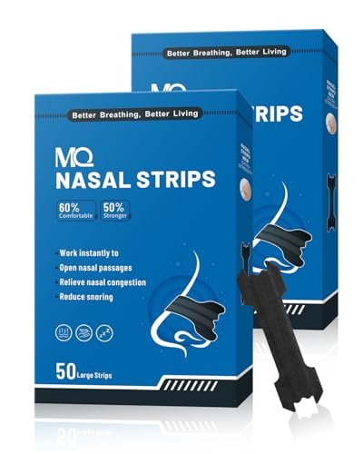 MQ 100ct Nasal Strips für Schnarchen – Schwarze Nasenpflaster Extra Stark zur Verbesserung der Atmung und Linderung von Nasenverstopfung