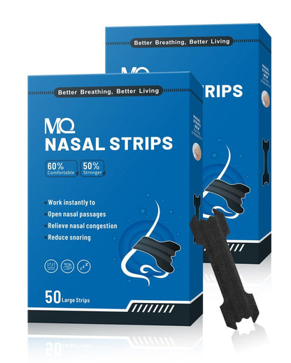 MQ 100ct Nasal Strips für Schnarchen – Schwarze Nasenpflaster Extra Stark zur Verbesserung der Atmung und Linderung von Nasenverstopfung