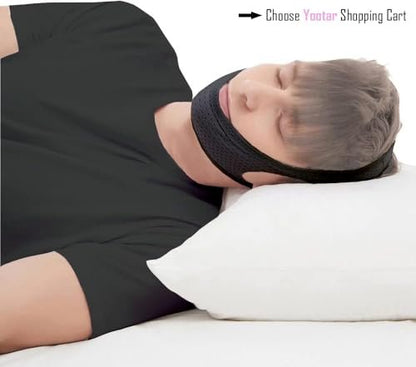 Yootar Kinnriemen für CPAP-Benutzer – 2er-Pack Schwarz & Grau, Atmungsaktives Mesh, Anti-Schnarch-Kinnriemen für Männer und Frauen, Verstellbar, Hält den Mund im Schlaf geschlossen (2er-Pack), Medium