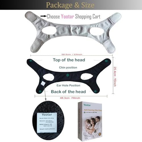 Yootar Kinnriemen für CPAP-Benutzer – 2er-Pack Schwarz & Grau, Atmungsaktives Mesh, Anti-Schnarch-Kinnriemen für Männer und Frauen, Verstellbar, Hält den Mund im Schlaf geschlossen (2er-Pack), Medium
