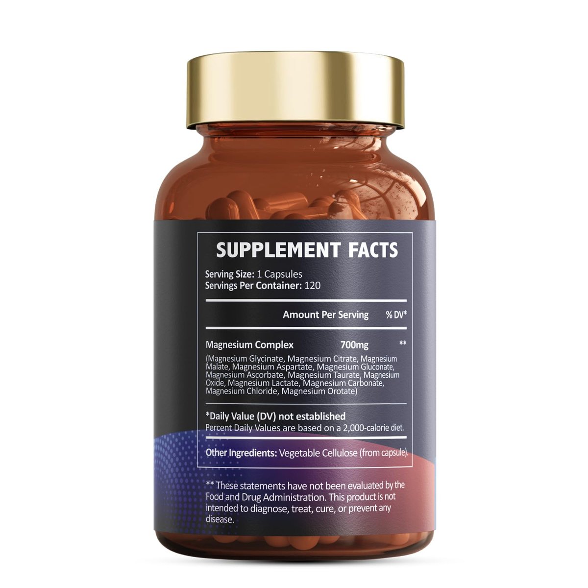 Totaria Magnesium Complex 700mg 12-in-1 – Hochdosiertes Magnesium mit Glycinat, Citrat, Malat, Oxid, Taurat, Aspartat, Orotat – Vegan, 120 Kapseln