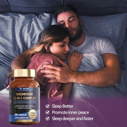 Totaria Magnesium Complex 700mg 12-in-1 – Hochdosiertes Magnesium mit Glycinat, Citrat, Malat, Oxid, Taurat, Aspartat, Orotat – Vegan, 120 Kapseln