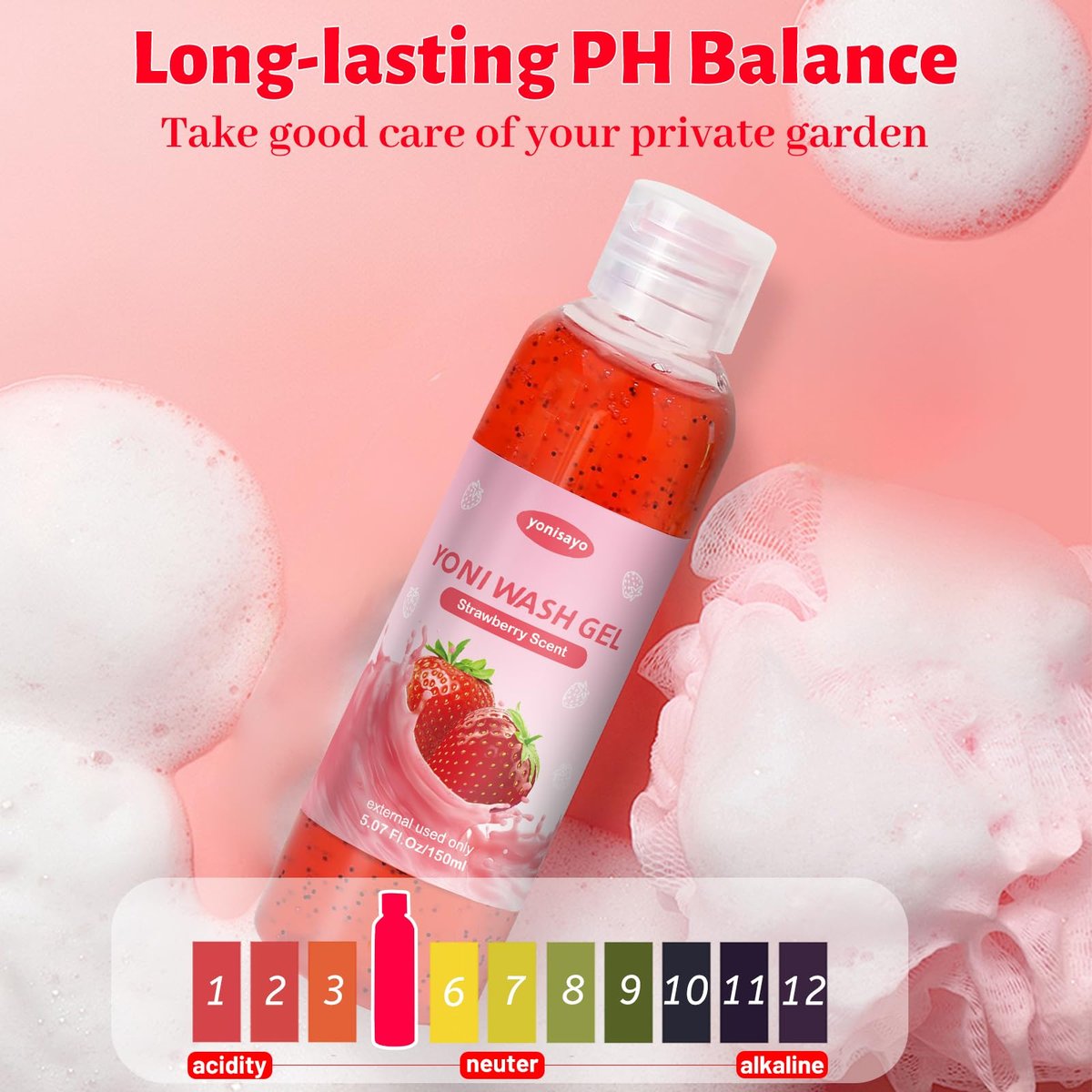 2er-Pack Yoni Wash, natürliche Damenhygiene für pH-Balance, Yoni Körperwäsche für Intimpflege, Feuchtigkeitsspendend, Geruchsentfernung, Erdbeerduft