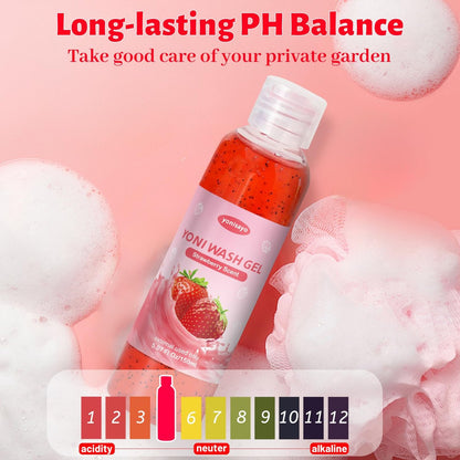 2er-Pack Yoni Wash, natürliche Damenhygiene für pH-Balance, Yoni Körperwäsche für Intimpflege, Feuchtigkeitsspendend, Geruchsentfernung, Erdbeerduft