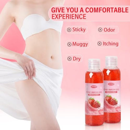2er-Pack Yoni Wash, natürliche Damenhygiene für pH-Balance, Yoni Körperwäsche für Intimpflege, Feuchtigkeitsspendend, Geruchsentfernung, Erdbeerduft