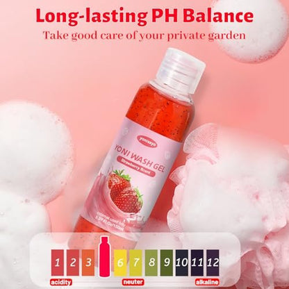 2er-Pack Yoni Wash, natürliche Damenhygiene für pH-Balance, Yoni Körperwäsche für Intimpflege, Feuchtigkeitsspendend, Geruchsentfernung, Erdbeerduft