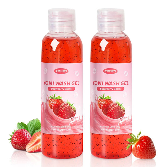2er-Pack Yoni Wash, natürliche Damenhygiene für pH-Balance, Yoni Körperwäsche für Intimpflege, Feuchtigkeitsspendend, Geruchsentfernung, Erdbeerduft