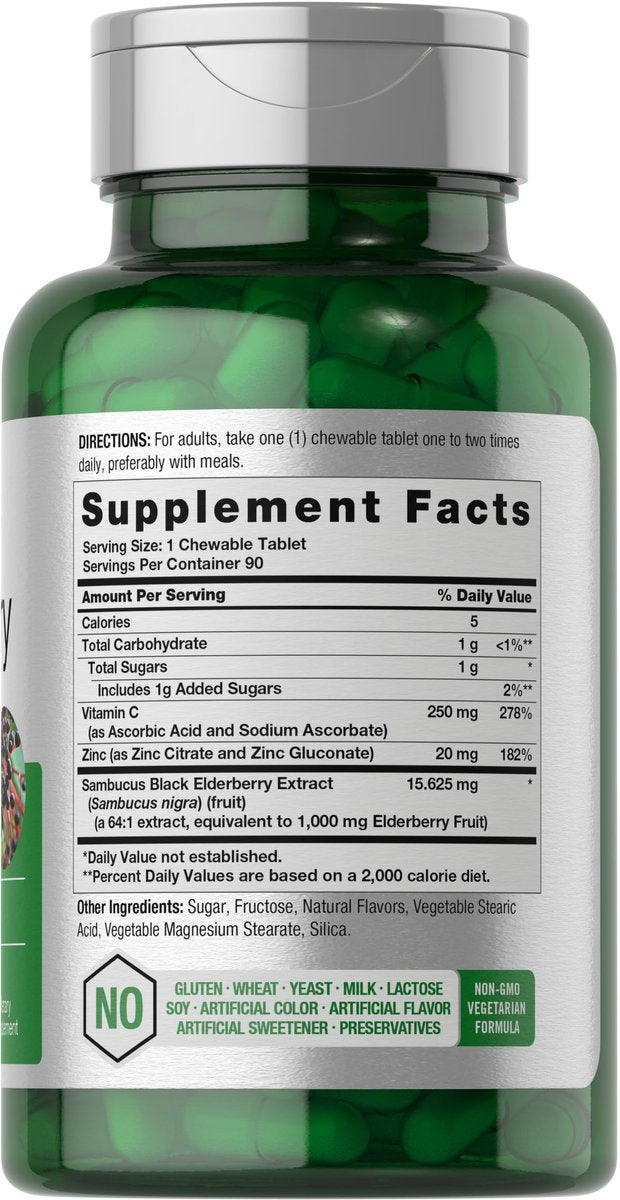 Horbaach Holunderbeeren mit Vitamin C und Zink | 90 Kautabletten | Mixed Berry Geschmack | Immunsystem Unterstützung | Vegetarisch, Ohne Gentechnik und Glutenfrei