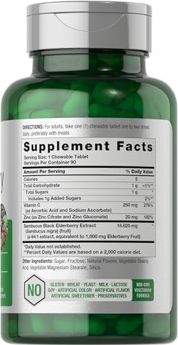 Horbaach Holunderbeeren mit Vitamin C und Zink | 90 Kautabletten | Mixed Berry Geschmack | Immunsystem Unterstützung | Vegetarisch, Ohne Gentechnik und Glutenfrei