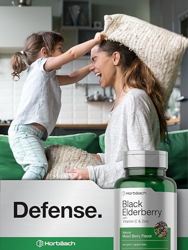 Horbaach Holunderbeeren mit Vitamin C und Zink | 90 Kautabletten | Mixed Berry Geschmack | Immunsystem Unterstützung | Vegetarisch, Ohne Gentechnik und Glutenfrei