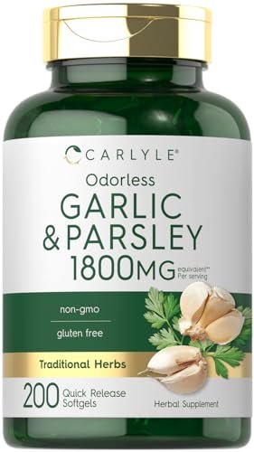 Carlyle Geruchsloses Knoblauch & Petersilie | 200 Softgels | Nicht-GVO, Glutenfrei