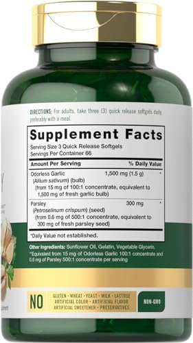 Carlyle Geruchsloses Knoblauch & Petersilie | 200 Softgels | Nicht-GVO, Glutenfrei