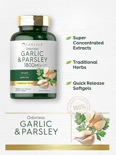 Carlyle Geruchsloses Knoblauch & Petersilie | 200 Softgels | Nicht-GVO, Glutenfrei