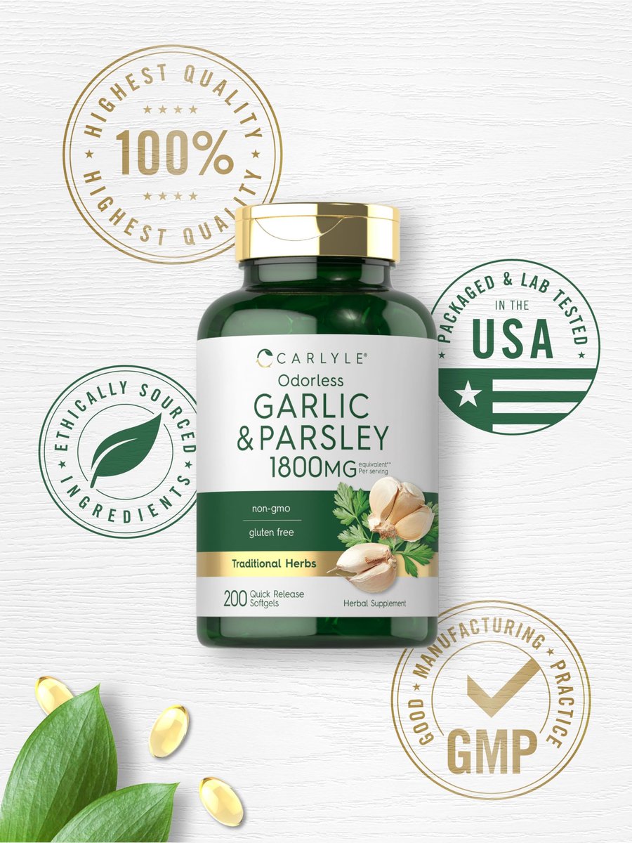 Carlyle Geruchsloses Knoblauch & Petersilie | 200 Softgels | Nicht-GVO, Glutenfrei