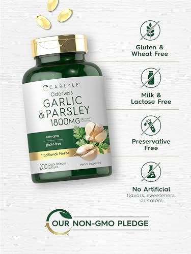 Carlyle Geruchsloses Knoblauch & Petersilie | 200 Softgels | Nicht-GVO, Glutenfrei