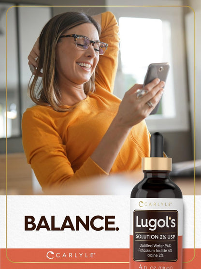 Carlyle Lugols Iodlösung 2% | 118 ml (1 Packung) | Kaliumiodid und Iodlösung 2% flüssige Tropfen