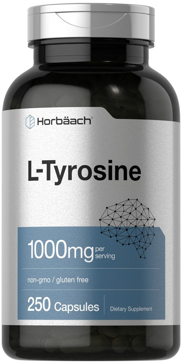 Horbäach L-Tyrosin 1000mg | 250 Kapseln | Aminosäure-Präparat | Non-GMO & Glutenfrei