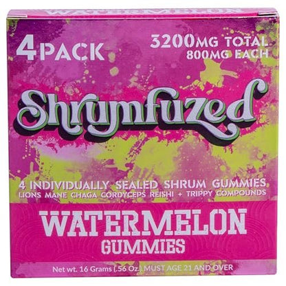 Shrumfuzed Proprietäre Nootropika-Gummibärchen 3200 mg – Löwenmähne, Reishi, Chaga und Cordyceps Pilzmischung (4 Stück, Wassermelone)
