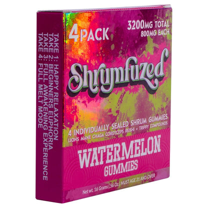 Shrumfuzed Proprietäre Nootropika-Gummibärchen 3200 mg – Löwenmähne, Reishi, Chaga und Cordyceps Pilzmischung (4 Stück, Wassermelone)