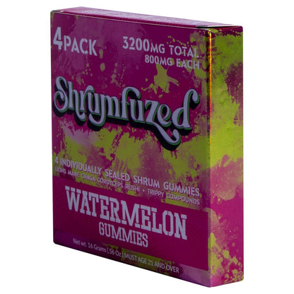 Shrumfuzed Proprietäre Nootropika-Gummibärchen 3200 mg – Löwenmähne, Reishi, Chaga und Cordyceps Pilzmischung (4 Stück, Wassermelone)