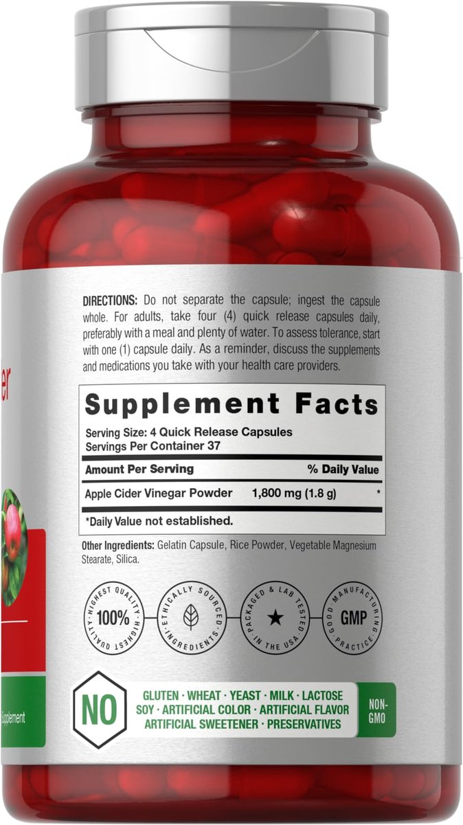 Horbäach Apfelessig Kapseln | 1800 mg | 150 ACV Kapseln | Non-GMO, Glutenfrei