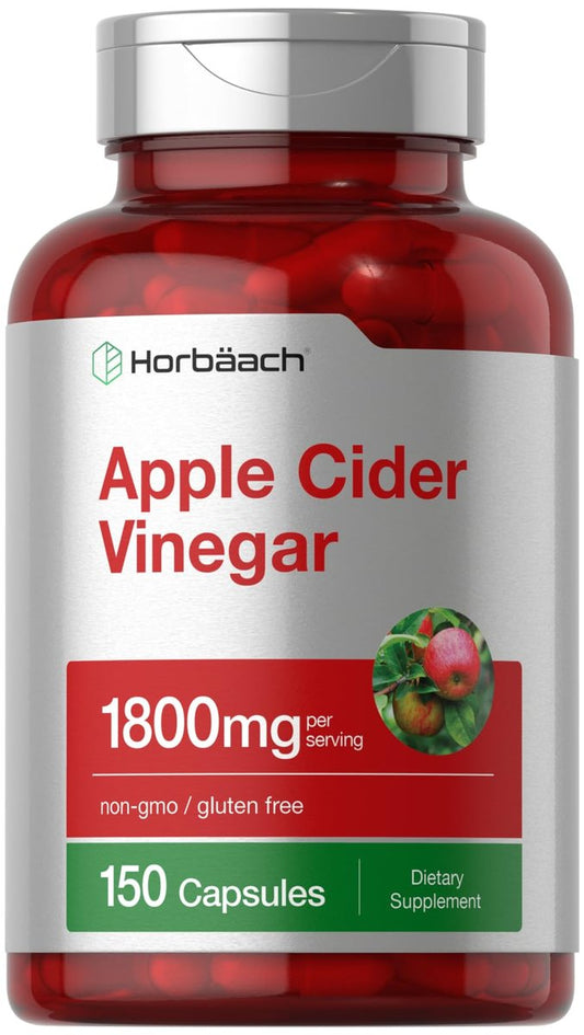 Horbäach Apfelessig Kapseln | 1800 mg | 150 ACV Kapseln | Non-GMO, Glutenfrei