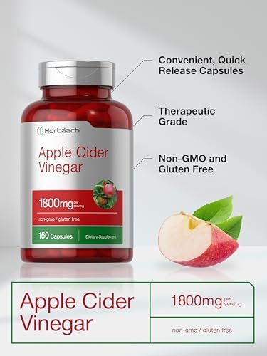 Horbäach Apfelessig Kapseln | 1800 mg | 150 ACV Kapseln | Non-GMO, Glutenfrei