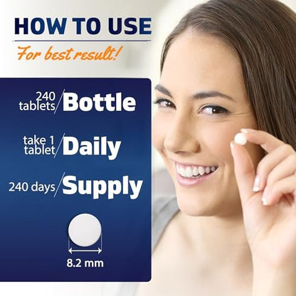 Vitamatic Chelatiertes Bor (als Glycinat) 10 mg - 240 Tabletten - Unterstützt Hormonhaushalt, Knochengesundheit & Bindegewebe