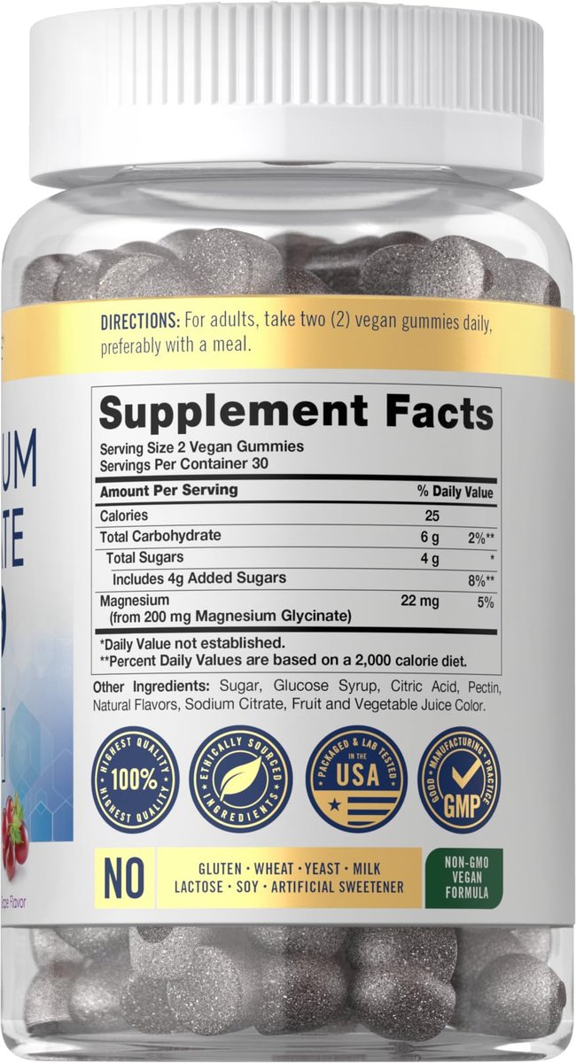 Carlyle Magnesium Glycinat Gummibärchen | 60 Stück | Traubengeschmack | Vegan, Nicht-GVO, Glutenfrei
