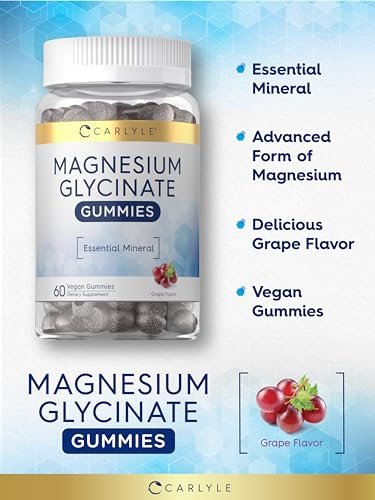 Carlyle Magnesium Glycinat Gummibärchen | 60 Stück | Traubengeschmack | Vegan, Nicht-GVO, Glutenfrei
