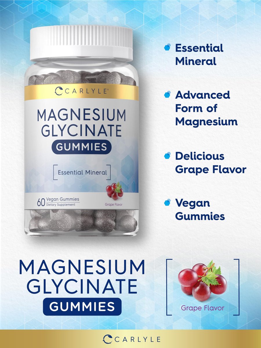 Carlyle Magnesium Glycinat Gummibärchen | 60 Stück | Traubengeschmack | Vegan, Nicht-GVO, Glutenfrei