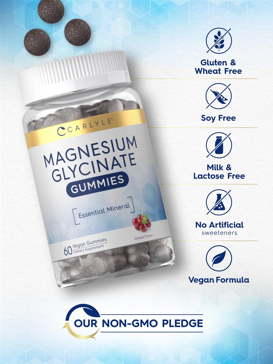 Carlyle Magnesium Glycinat Gummibärchen | 60 Stück | Traubengeschmack | Vegan, Nicht-GVO, Glutenfrei