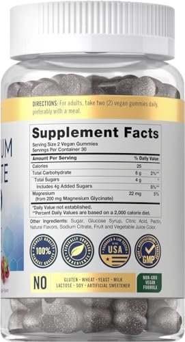 Carlyle Magnesium Glycinat Gummibärchen | 60 Stück | Traubengeschmack | Vegan, Nicht-GVO, Glutenfrei