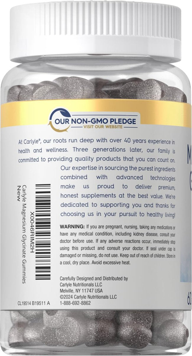 Carlyle Magnesium Glycinat Gummibärchen | 60 Stück | Traubengeschmack | Vegan, Nicht-GVO, Glutenfrei