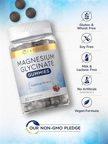 Carlyle Magnesium Glycinat Gummibärchen | 60 Stück | Traubengeschmack | Vegan, Nicht-GVO, Glutenfrei