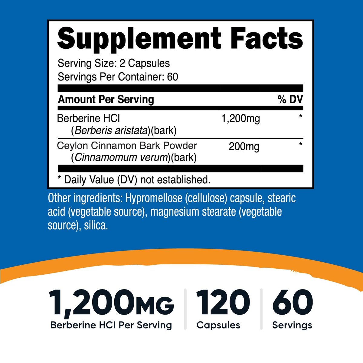 Nutricost Berberin HCl mit Ceylon Zimt Kapseln (120 Kapseln, 60 Portionen) - Non-GMO, Tierfrei