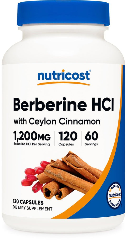 Nutricost Berberin HCl mit Ceylon Zimt Kapseln (120 Kapseln, 60 Portionen) - Non-GMO, Tierfrei