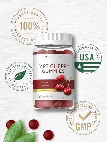 Carlyle Sauerkirsch-Gummis | 70 Stück | Fruchtextrakt-Ergänzung | Vegan, Nicht-GVO und Glutenfrei