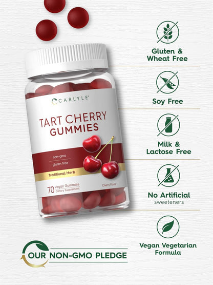 Carlyle Sauerkirsch-Gummis | 70 Stück | Fruchtextrakt-Ergänzung | Vegan, Nicht-GVO und Glutenfrei