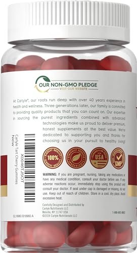 Carlyle Sauerkirsch-Gummis | 70 Stück | Fruchtextrakt-Ergänzung | Vegan, Nicht-GVO und Glutenfrei