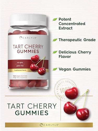 Carlyle Sauerkirsch-Gummis | 70 Stück | Fruchtextrakt-Ergänzung | Vegan, Nicht-GVO und Glutenfrei
