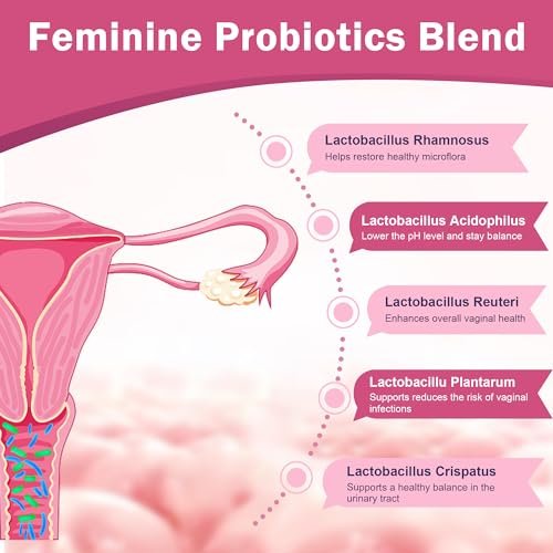 Vaginale Probiotika für Frauen, 100 Milliarden KBE Probiotika & Präbiotika mit Verdauungsenzymen, Cranberry & D-Mannose - Unterstützt pH-Gleichgewicht, Geruch und Harnwegsgesundheit - 90 Kapseln