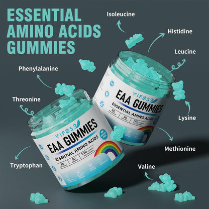 VIFSSG EAA Gummies 120 Gummies (Blaue Himbeere) – Essentielle Aminosäuren & BCAA – Non-GMO, Glutenfrei, Vegetarierfreundlich