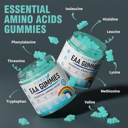 VIFSSG EAA Gummies 120 Gummies (Blaue Himbeere) – Essentielle Aminosäuren & BCAA – Non-GMO, Glutenfrei, Vegetarierfreundlich