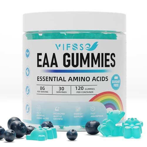 VIFSSG EAA Gummies 120 Gummies (Blaue Himbeere) – Essentielle Aminosäuren & BCAA – Non-GMO, Glutenfrei, Vegetarierfreundlich