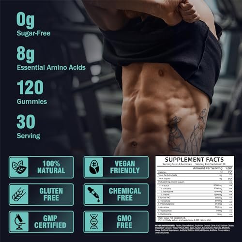 VIFSSG EAA Gummies 120 Gummies (Blaue Himbeere) – Essentielle Aminosäuren & BCAA – Non-GMO, Glutenfrei, Vegetarierfreundlich